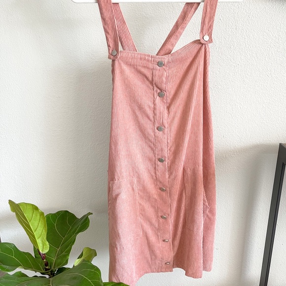 Dresses & Skirts - Blush Pink Corduroy Overall Dress with Pockets